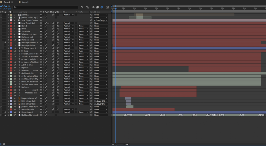 kinetic type after effects timeline